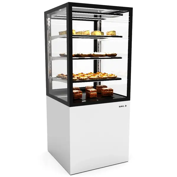 Koelvitrine | INTEGRA | Wit/Zwart | +2°C/+6°C | Geforceerd | 4 Niveaus | Touchscreen | Wielen (Geremd) | 600x600x1400(h)mm