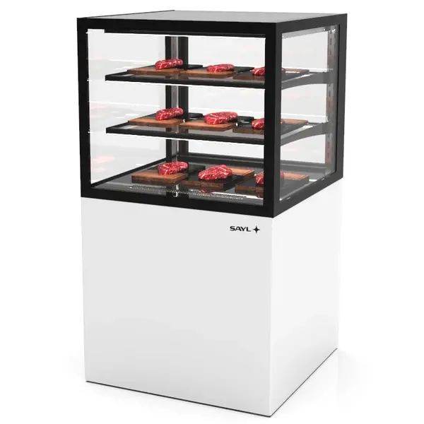 Koelvitrine | INTEGRA | Wit/Zwart | +2°C/+6°C | Geforceerd | 3 Niveaus | Vochtigheid Instelbaar | Wielen (Geremd) | 600x600x1100(h)mm