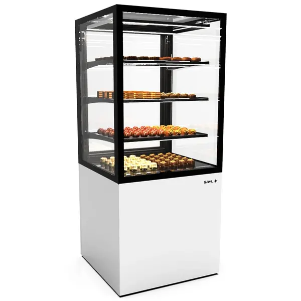 Koelvitrine | INTEGRA | Wit/Zwart | +2°C/+6°C | Geforceerd | 4 Niveaus | Vochtigheid Instelbaar | Wielen (Geremd) | 600x600x1400(h)mm