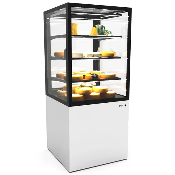 Koelvitrine | INTEGRA | Wit/Zwart | +2°C/+6°C | Geforceerd | 4 Niveaus | Vochtigheid Instelbaar | Wielen (Geremd) | 600x600x1400(h)mm