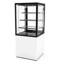 SAYL Neutrale Vitrine | INTEGRA | Wit/Zwart | 4 Niveaus | Zelfbediening | Wielen (Geremd) | 600x600x1400(h)mm 