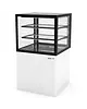 SAYL Neutrale Vitrine | INTEGRA | Wit/Zwart | 3 Niveaus | Wielen (Geremd) | 600x600x1100(h)mm 