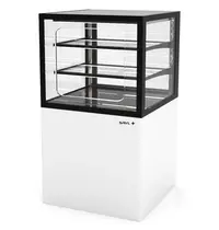 SAYL Neutrale Vitrine | INTEGRA | Wit/Zwart | 3 Niveaus | Zelfbediening | Wielen (Geremd) | 600x600x1100(h)mm 