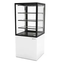 SAYL Neutrale Vitrine | INTEGRA | Wit/Zwart | 4 Niveaus | Wielen (Geremd) | 600x600x1400(h)mm 