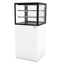 SAYL Neutrale Vitrine | INTEGRA | Wit/Zwart | 3 Niveaus | Wielen (Geremd) | 600x600x1400(h)mm 