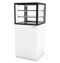 SAYL Neutrale Vitrine | INTEGRA | Wit/Zwart | 3 Niveaus | Zelfbediening | Wielen (Geremd) | 600x600x1400(h)mm 