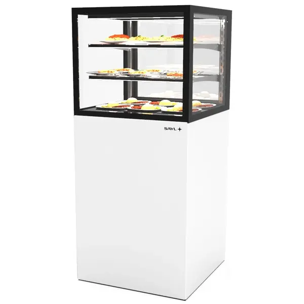 Warmhoudvitrine | INTEGRA | Wit/Zwart | 60°C/70°C | Geventileerd | 3 Niveaus | 0.53kW (230V) | Touchscreen | Wielen (Geremd) | 600x600x1400(h)mm