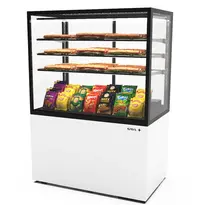 SAYL Neutrale Vitrine | INTEGRA | Wit/Zwart | 4 Niveaus | Wielen (Geremd) | 1000x600x1400(h)mm