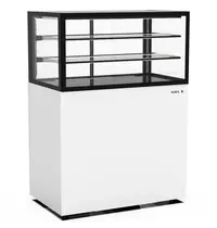 SAYL Neutrale Vitrine | INTEGRA | Wit/Zwart | 3 Niveaus | Wielen (Geremd) | 1000x600x1400(h)mm 