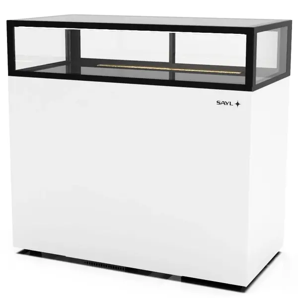 Neutrale Vitrine | INTEGRA | Wit/Zwart | 1 Niveau | Wielen (Geremd) | 1200x600x1150(h)mm