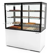 SAYL Koelvitrine | INTEGRA | Wit/Zwart | +2°C/+6°C | Geforceerd | 4 Niveaus | Zelfbediening | Vochtigheid Instelbaar | Wielen (Geremd) | 1200x600x1400(h)mm