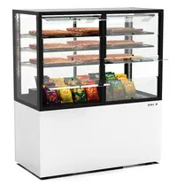 SAYL Neutrale Vitrine | INTEGRA | Wit/Zwart | 4 Niveaus | Zelfbediening | Wielen (Geremd) | 1200x600x1400(h)mm 