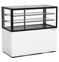 SAYL Neutrale Vitrine | INTEGRA | Wit/Zwart | 3 Niveaus | Wielen (Geremd) | 1200x600x1100(h)mm