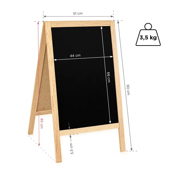 Krijtstoepbord | CLASSIC | Hout | Naturel | 510x450x850(h)mm