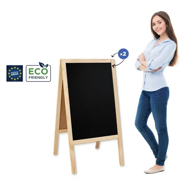 Krijtstoepbord | CLASSIC | Hout | Naturel | 610x450x1140(h)mm