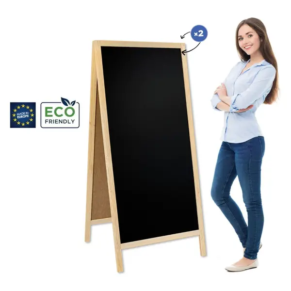 Krijtstoepbord | CLASSIC | Hout | Naturel | 720x450x1560(h)mm