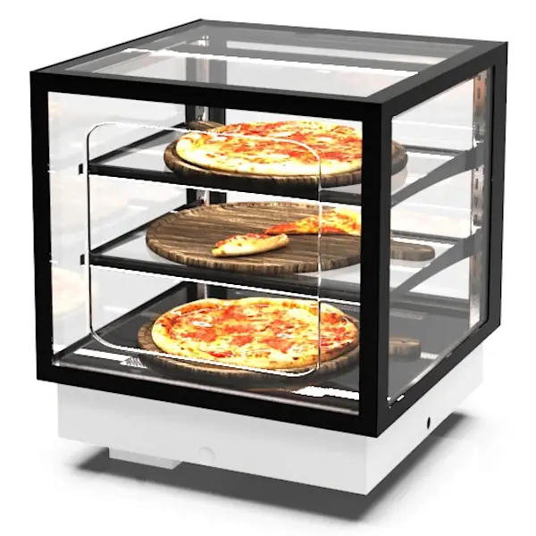 Drop-In Warmhoudvitrine | INTEGRA | Zwart | 60°C/70°C | Geventileerd | 3 Niveaus | Zelfbediening | 0.53kW (230V) | 600x600x515/680(h)mm