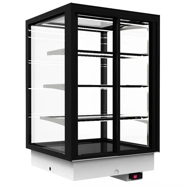 Drop-In Warmhoudvitrine | INTEGRA | Zwart | 60°C/70°C | Geventileerd | 4 Niveaus | Zelfbediening | 0.53kW (230V) | 600x600x815/980(h)mm