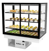 SAYL Drop-In Koelvitrine | INTEGRA | Zwart | +2°C/+6°C | Geforceerd | 4 Niveaus | Zelfbediening | Touchscreen | 1000x600x815/1155(h)mm 