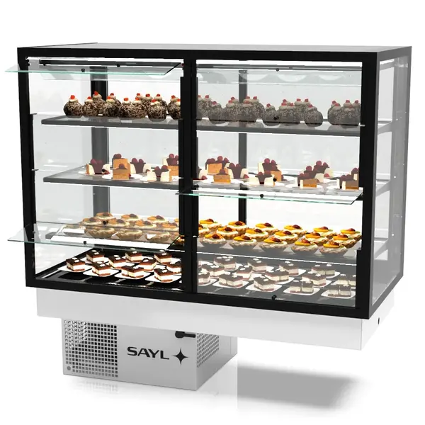 Drop-In Koelvitrine | INTEGRA | Zwart | +2°C/+6°C | Geforceerd | 4 Niveaus | Zelfbediening | Touchscreen | 1200x600x815/1155(h)mm