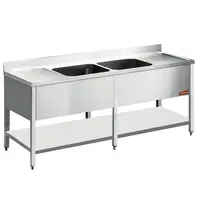 Diamond Spoeltafel | 2 Kuipen | 600x500x325(h)mm | 2 Druipvlakken | 2400x700x880/900(h)mm