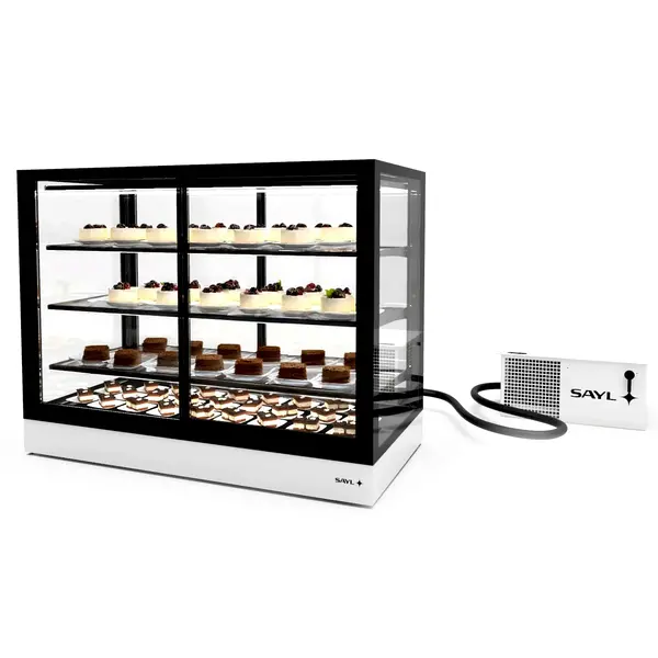 Koelvitrine | INTEGRA | Zwart/Wit | +2°C/+6°C | Geforceerd | 4 Niveaus | Zelfbediening | Touchscreen | Losse Koelunit (Inbouw) | 1200x600x950(h)mm
