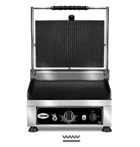 GMG Contact-/Paninigrill | Enkel | Glad/Gegroefd Oppervlak 250x250 (Gietijzer) | 50°C/300°C | 1.75kW (230V) | 290x440x300(h)mm