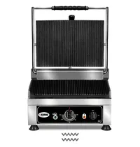 GMG Contact-/Paninigrill | Enkel | Gegroefd Oppervlak 250x250 (Gietijzer) | 50°C/300°C | 1.75kW (230V) | 290x440x300(h)mm