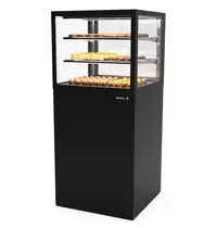 SAYL Koelvitrine | INTEGRA | Zwart | +2°C/+6°C | Geforceerd | 3 Niveaus | Vochtigheid Instelbaar | Wielen (Geremd) | 600x600x1400(h)mm