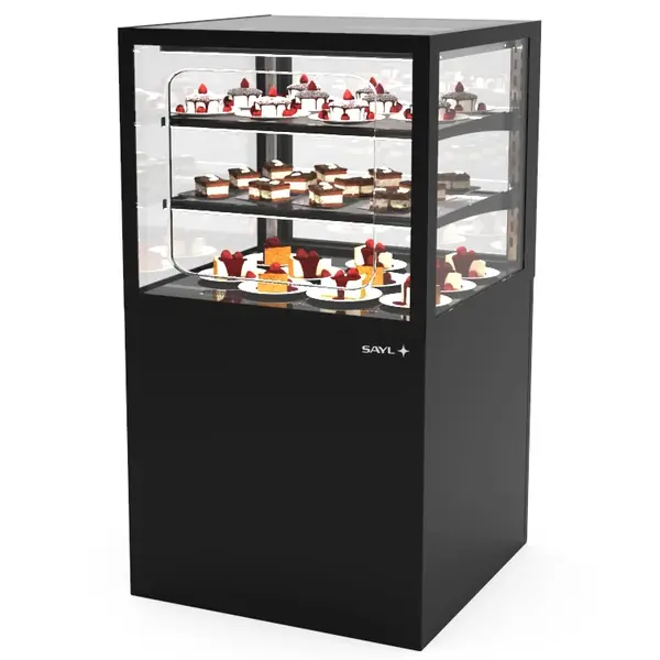 Koelvitrine | INTEGRA | Zwart | +6°C/+10°C | Geforceerd | 3 Niveaus | Zelfbediening | Touchscreen | Wielen (Geremd) | 600x600x1100(h)mm