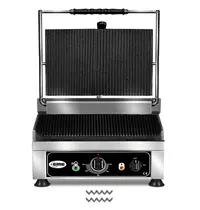 GMG Contact-/Paninigrill | Enkel XL | Gegroefd Oppervlak 450x270 (Gietijzer) | 50°C/300°C | 3kW (230V) | 510x500x300(h)mm