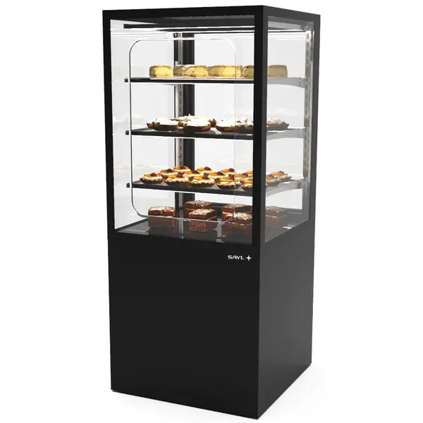 Koelvitrine | INTEGRA | Zwart | +6°C/+10°C | Geforceerd | 4 Niveaus | Zelfbediening | Touchscreen | Wielen (Geremd) | 600x600x1400(h)mm