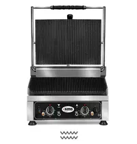 GMG Contact-/Paninigrill | Enkel XL | Gegroefd Oppervlak 450x270 (Gietijzer) | 50°C/300°C | 3kW (230V) | 510x500x300(h)mm
