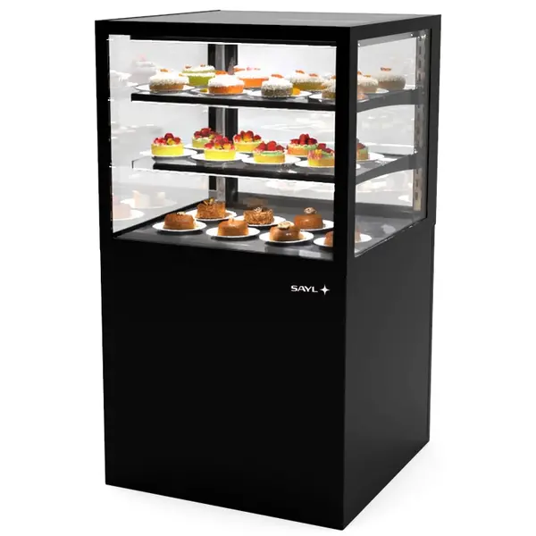 Koelvitrine | INTEGRA | Zwart | +2°C/+6°C | Geforceerd | 3 Niveaus | Touchscreen | Wielen (Geremd) | 600x600x1100(h)mm