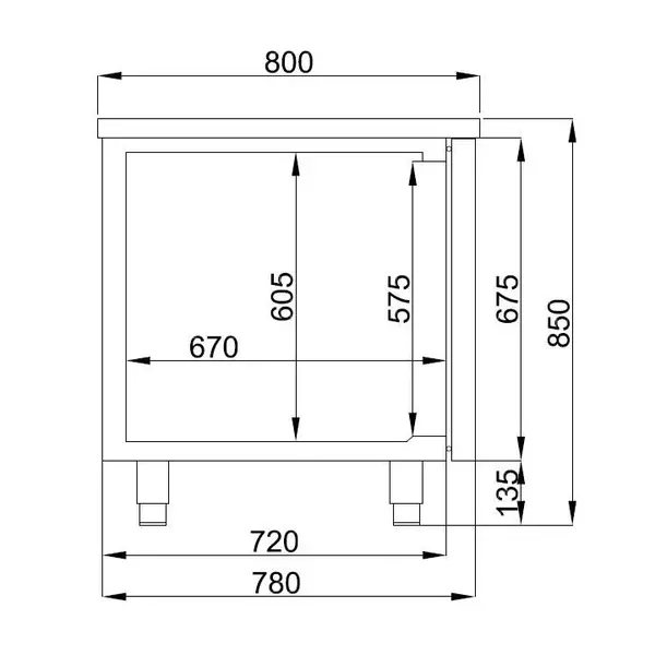 Bakkerij Koelwerkbank | PRO LINE | 615L | 3 Deuren (EN600x400) | -2°C/+8°C | Geforceerd | 2100x800x850(h)mm