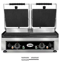 GMG Contact-/Paninigrill | Dubbel | Glad/Gegroefd Oppervlak 520x240 (Gietijzer) | 50°C/300°C | 3.5kW (230V) | 560x440x300(h)mm