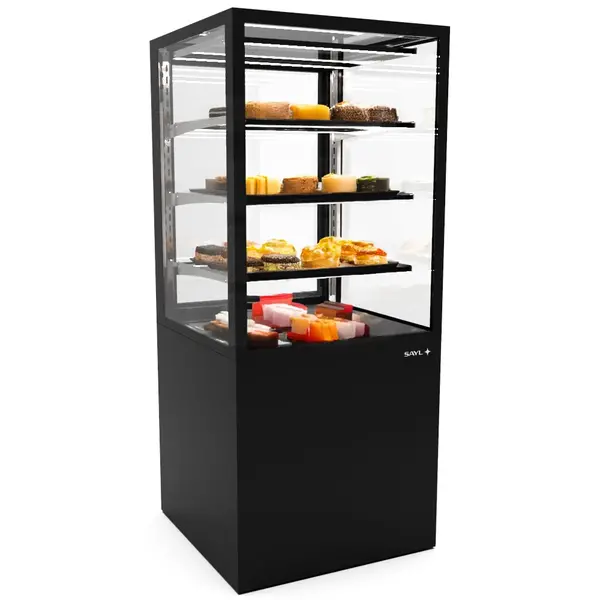 Koelvitrine | INTEGRA | Zwart | +2°C/+6°C | Geforceerd | 4 Niveaus | Touchscreen | Wielen (Geremd) | 600x600x1400(h)mm