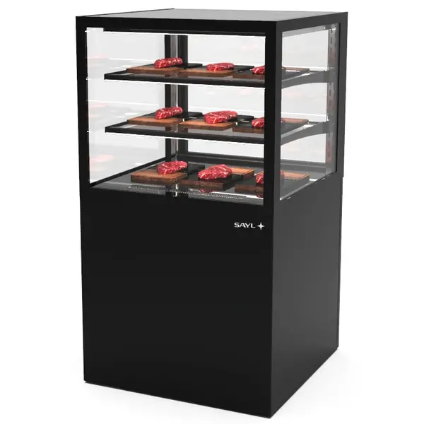 Koelvitrine | INTEGRA | Zwart | +2°C/+6°C | Geforceerd | 3 Niveaus | Vochtigheid Instelbaar | Wielen (Geremd) | 600x600x1100(h)mm