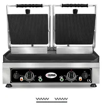 GMG Contact-/Paninigrill | Dubbel | Glad/Gegroefd Oppervlak 520x240 (Gietijzer) | 50°C/300°C | 3.5kW (230V) | 560x440x300(h)mm