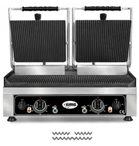 GMG Contact-/Paninigrill | Dubbel | Gegroefd Oppervlak 520x240 (Gietijzer) | 50°C/300°C | 3.5kW (230V) | 560x440x300(h)mm