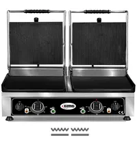 GMG Contact-/Paninigrill | Dubbel | Glad/Gegroefd Oppervlak 720x270 (Gietijzer) | 50°C/300°C | 5kW (230V) | 820x500x300(h)mm