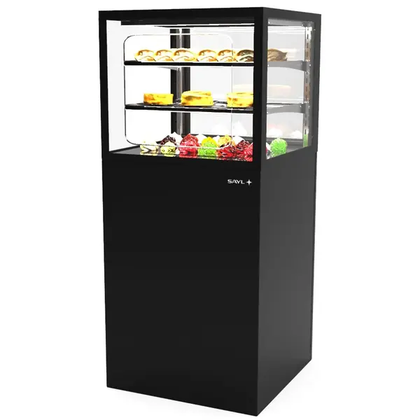 Koelvitrine | INTEGRA | Zwart | +6°C/+10°C | Geforceerd | 3 Niveaus | Zelfbediening | Touchscreen | Wielen (Geremd) | 600x600x1400(h)mm