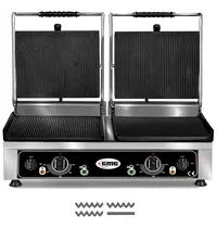 GMG Contact-/Paninigrill | Dubbel | Glad/Gegroefd Oppervlak 720x270 (Gietijzer) | 50°C/300°C | 5kW (230V) | 820x500x300(h)mm