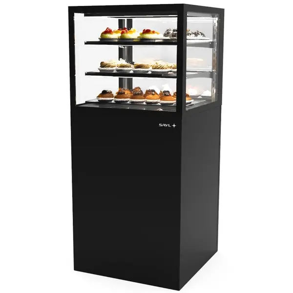 Koelvitrine | INTEGRA | Zwart | +2°C/+6°C | Geforceerd | 3 Niveaus | Touchscreen | Wielen (Geremd) | 600x600x1400(h)mm