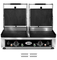 GMG Contact-/Paninigrill | Dubbel | Gegroefd Oppervlak 720x270 (Gietijzer) | 50°C/300°C | 5kW (230V) | 820x500x300(h)mm