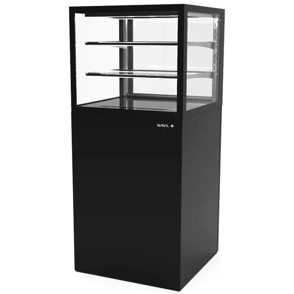 Neutrale Vitrine | INTEGRA | Zwart | 3 Niveaus | Wielen (Geremd) | 600x600x1400(h)mm