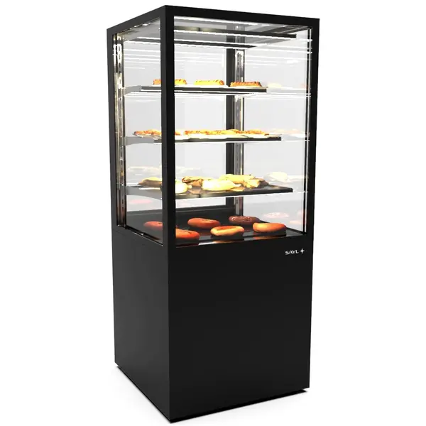 Warmhoudvitrine | INTEGRA | Zwart | 60°C/70°C | Geventileerd | 4 Niveaus | 0.53kW (230V) | Touchscreen | Wielen (Geremd) | 600x600x1400(h)mm