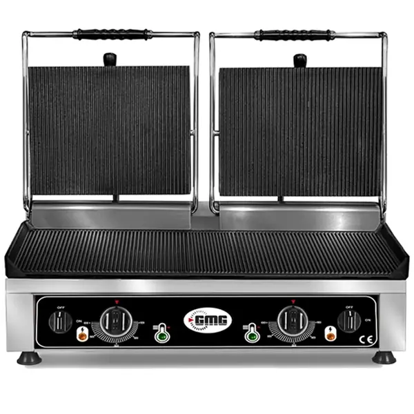 Contact-/Paninigrill | Dubbel | Gegroefd Oppervlak 600x400 (Gietijzer) | 50°C/300°C | 6kW (230V) | 640x540x300(h)mm