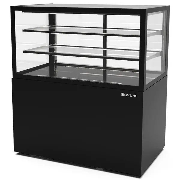 Neutrale Vitrine | INTEGRA | Zwart | 3 Niveaus | Wielen (Geremd) | 1000x600x1100(h)mm