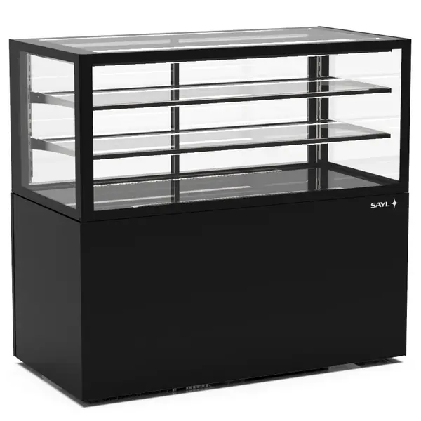 Neutrale Vitrine | INTEGRA | Zwart | 3 Niveaus | Wielen (Geremd) | 1200x600x1100(h)mm